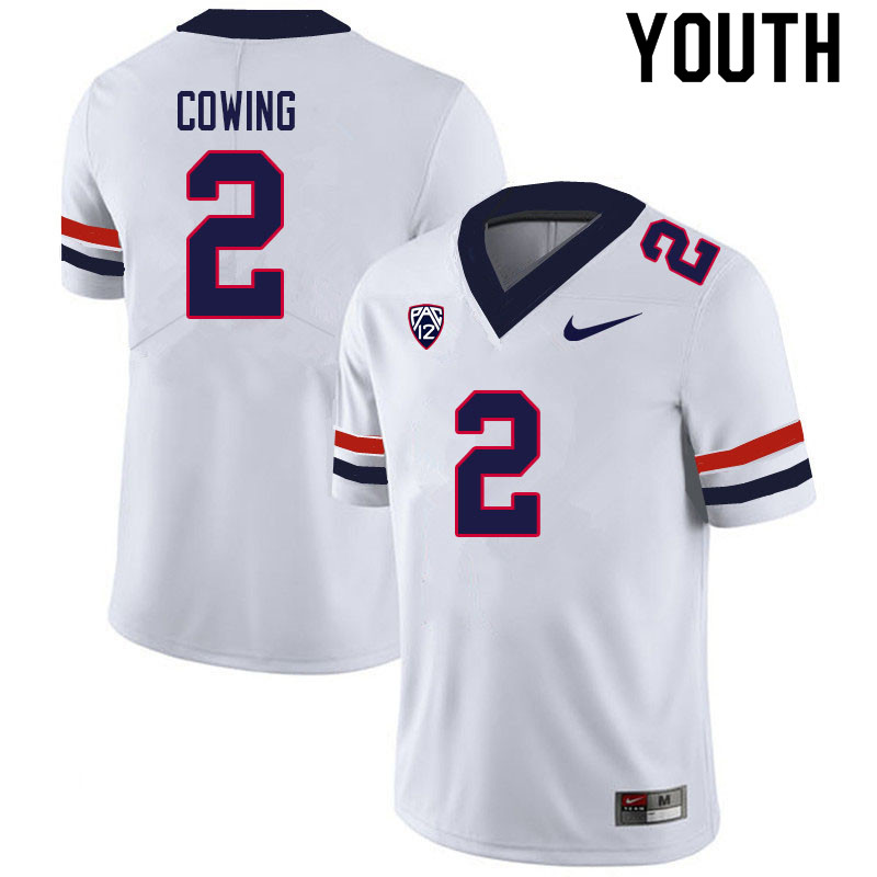 Youth #2 Jacob Cowing Arizona Wildcats College Football Jerseys Sale-White - Click Image to Close